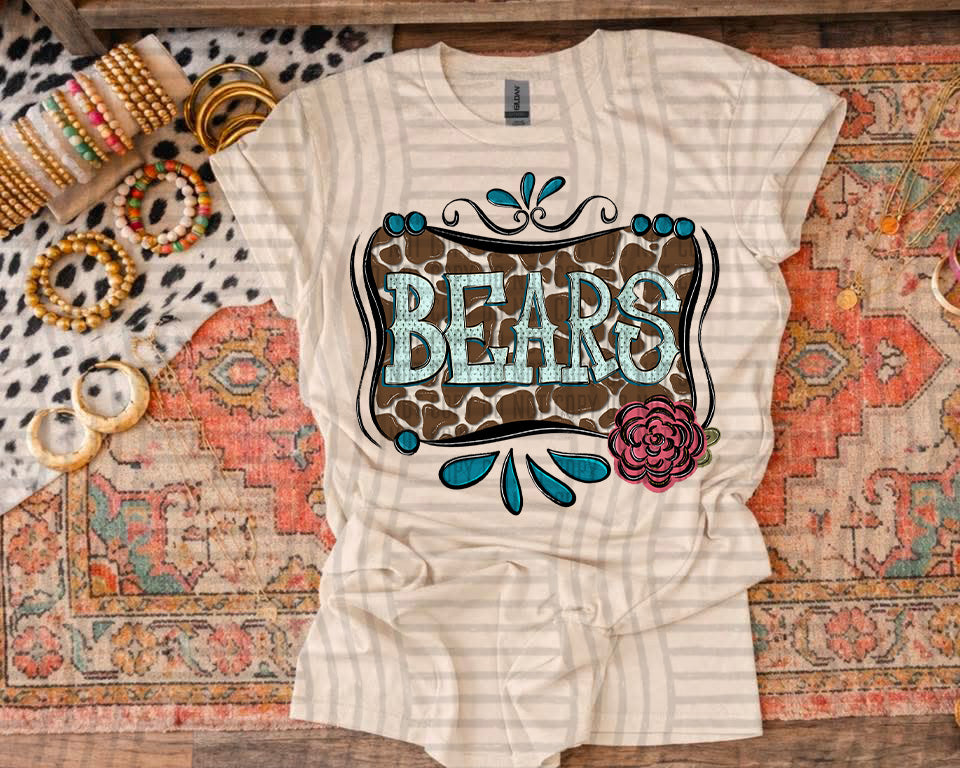 Cowhide & Turquoise Mascots -  Custom + DROPDOWN - 300 DPI digital download