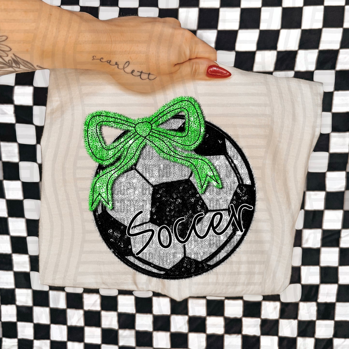 Soccer script -Faux sequin- Color Dropdown Digital Download 300DPI PNG FILE