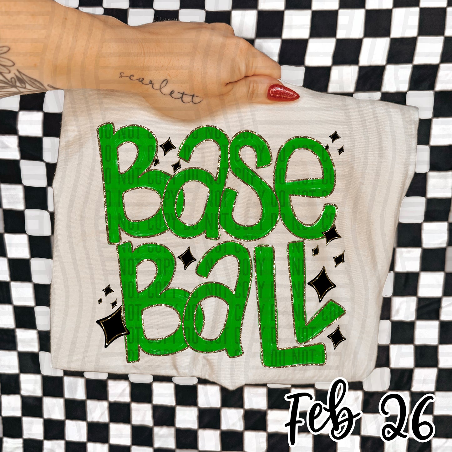 Baseball Hand Lettered -  Color Dropdown Digital Download 300DPI PNG FILE
