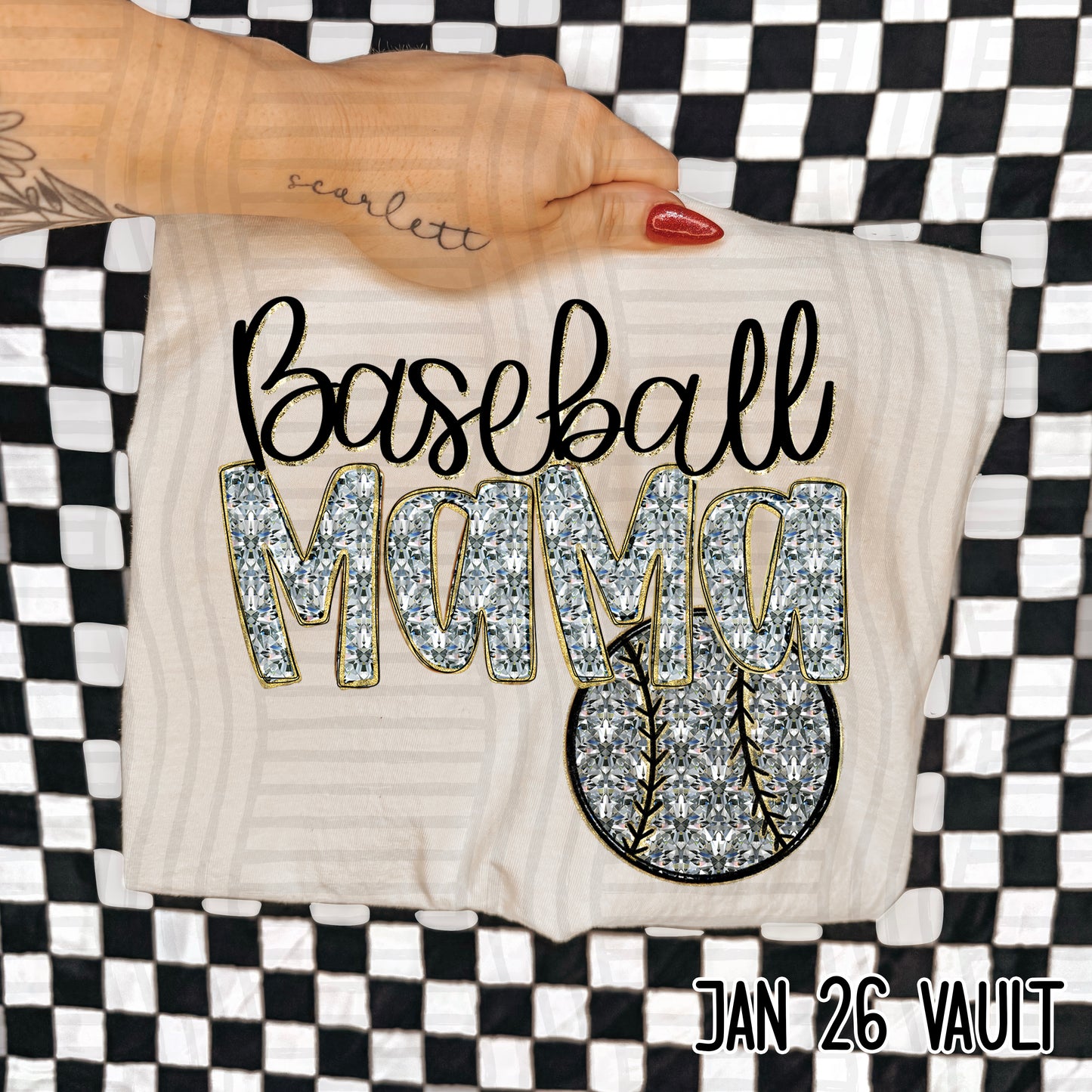 Baseball Mama Bling - Faux Diamonds - Color Dropdown Digital Download 300DPI PNG FILE