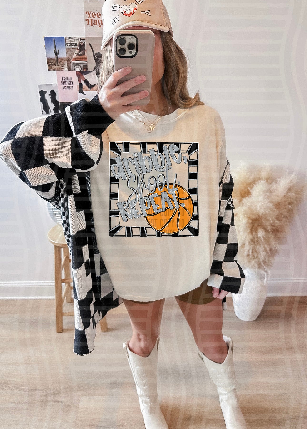 Dribble, Shoot, Repeat. - Color Dropdown Digital Download 300DPI PNG FILE