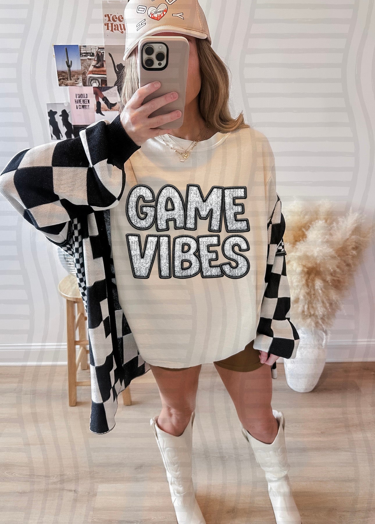 GAME VIBES - GLITTER - Faux Embroidery - Color Dropdown Digital Download 300DPI PNG FILE