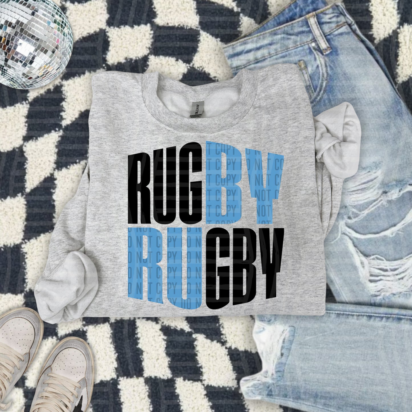 RUGBY word art - Color Dropdown Digital Download 300DPI PNG FILE