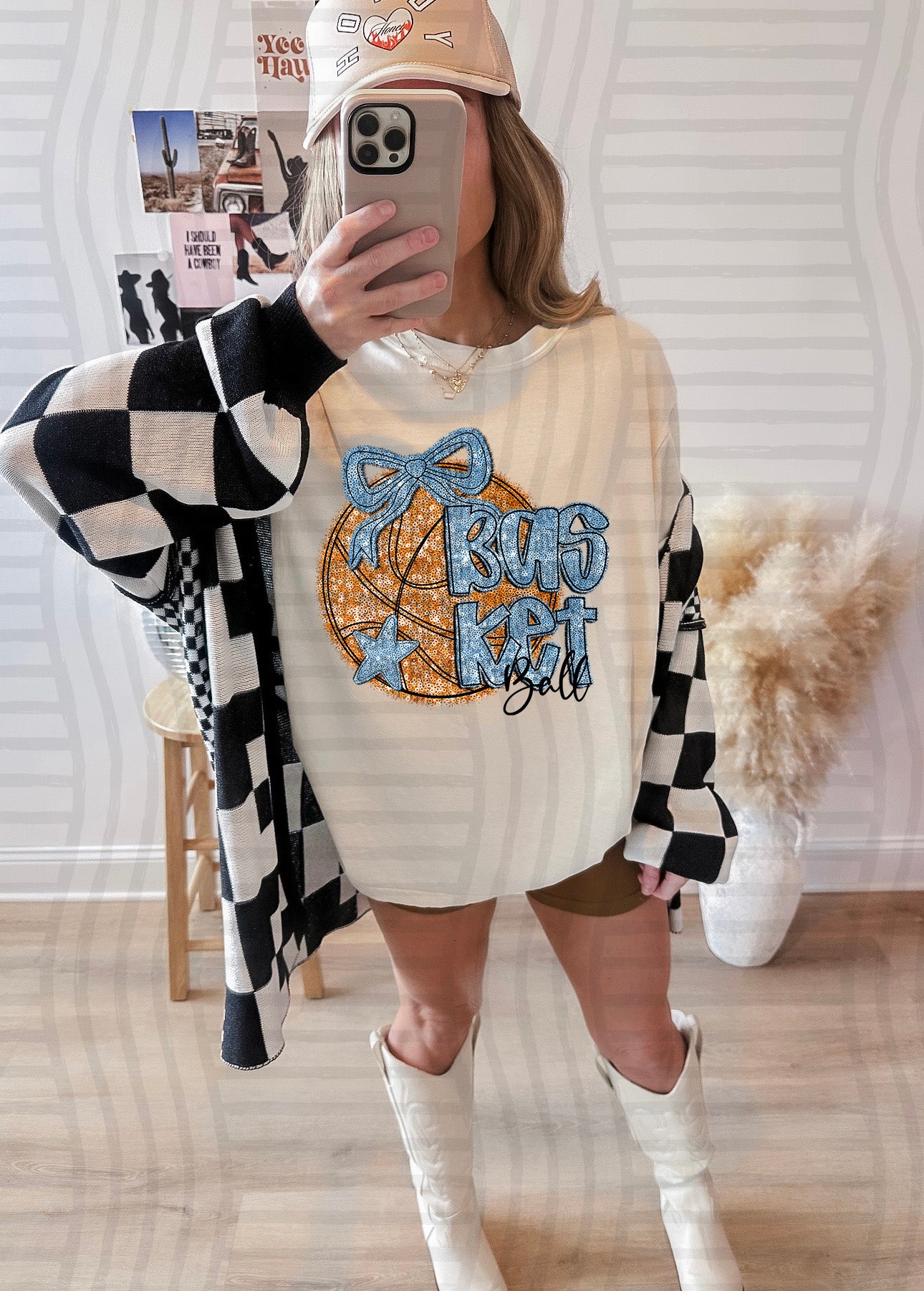 Basketball with bow - Faux sequin- Color Dropdown Digital Download 300DPI PNG FILE