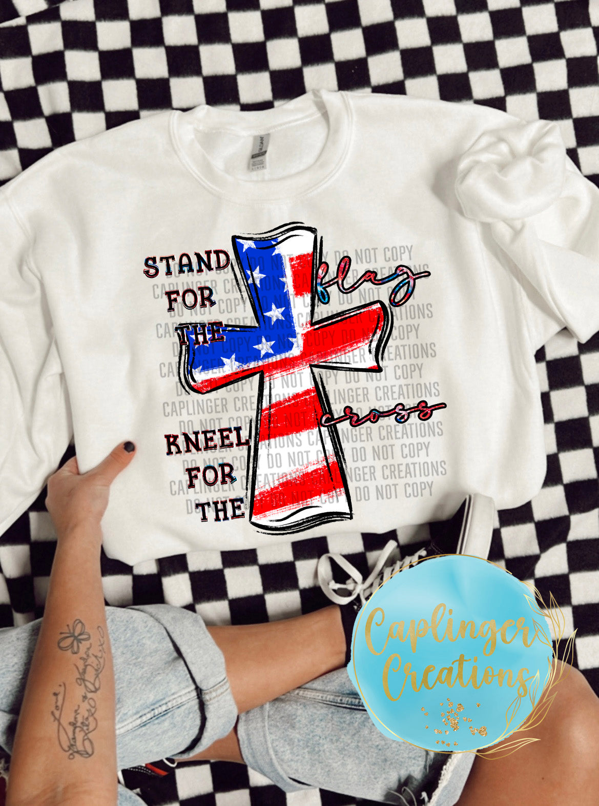 STAND FOR THE FLAG, KNEEL FOR THE CROSS - Digital download 300DPI PNG FILE