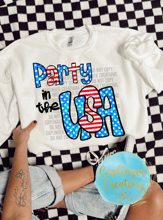 PARTY IN THE USA - Digital download 300DPI PNG FILE