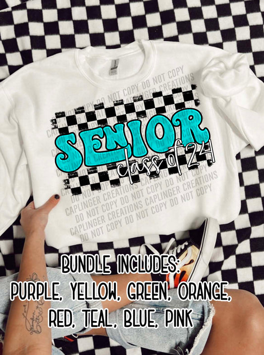 Senior 24 -NEON puff - 8 colors - Digital download 300DPI PNG FILE