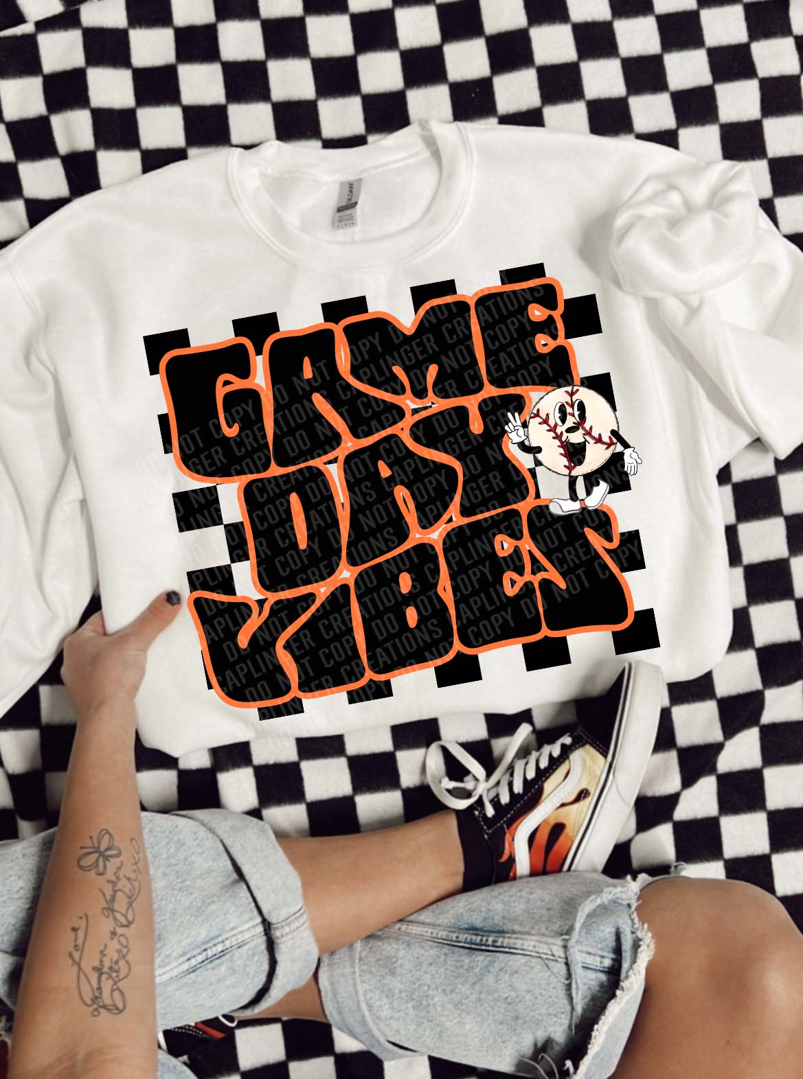 Orange Game Day Vibes baseball- Digital download 300DPI PNG FILE