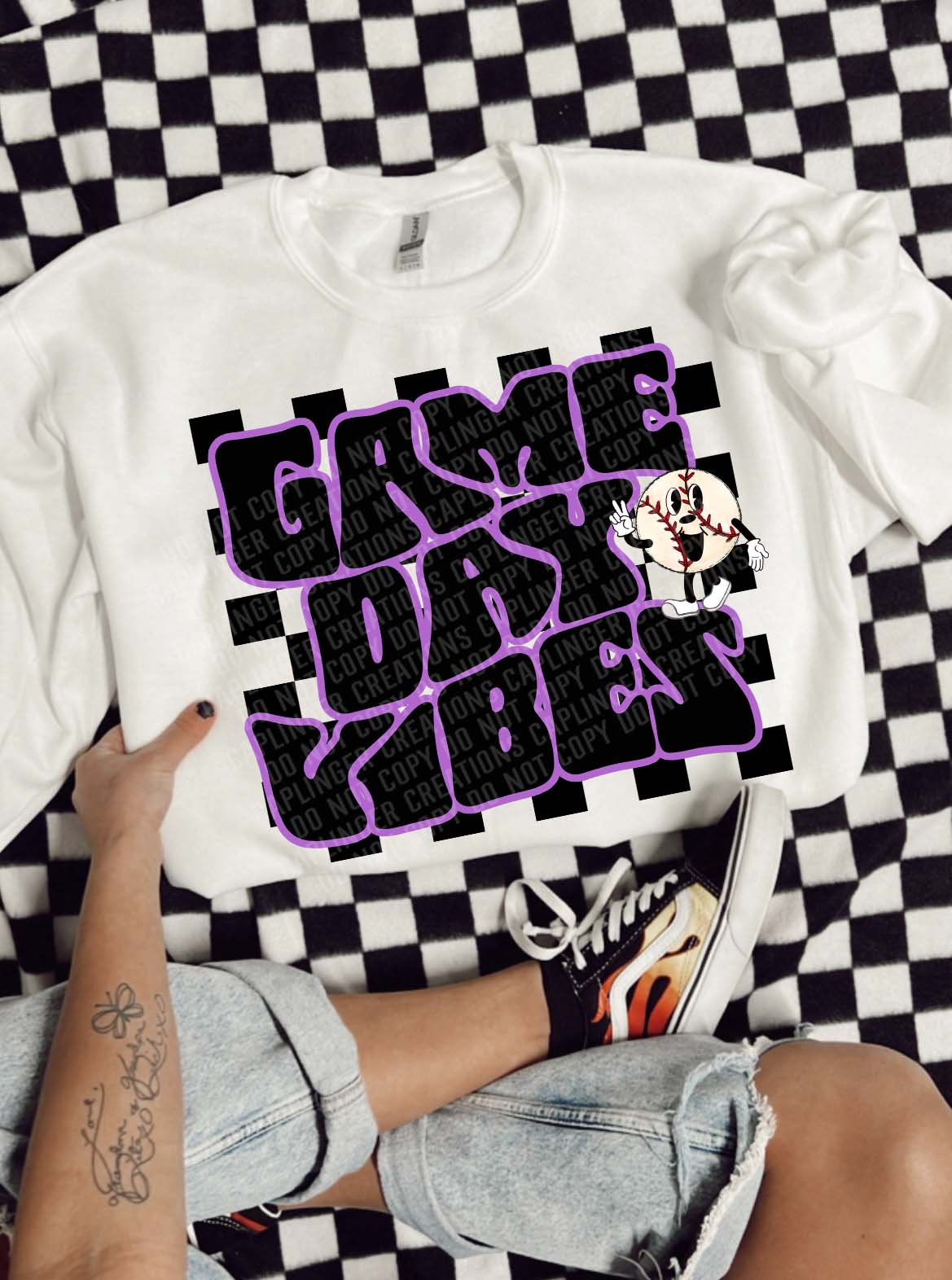 Purple Game Day Vibes baseball- Digital download 300DPI PNG FILE