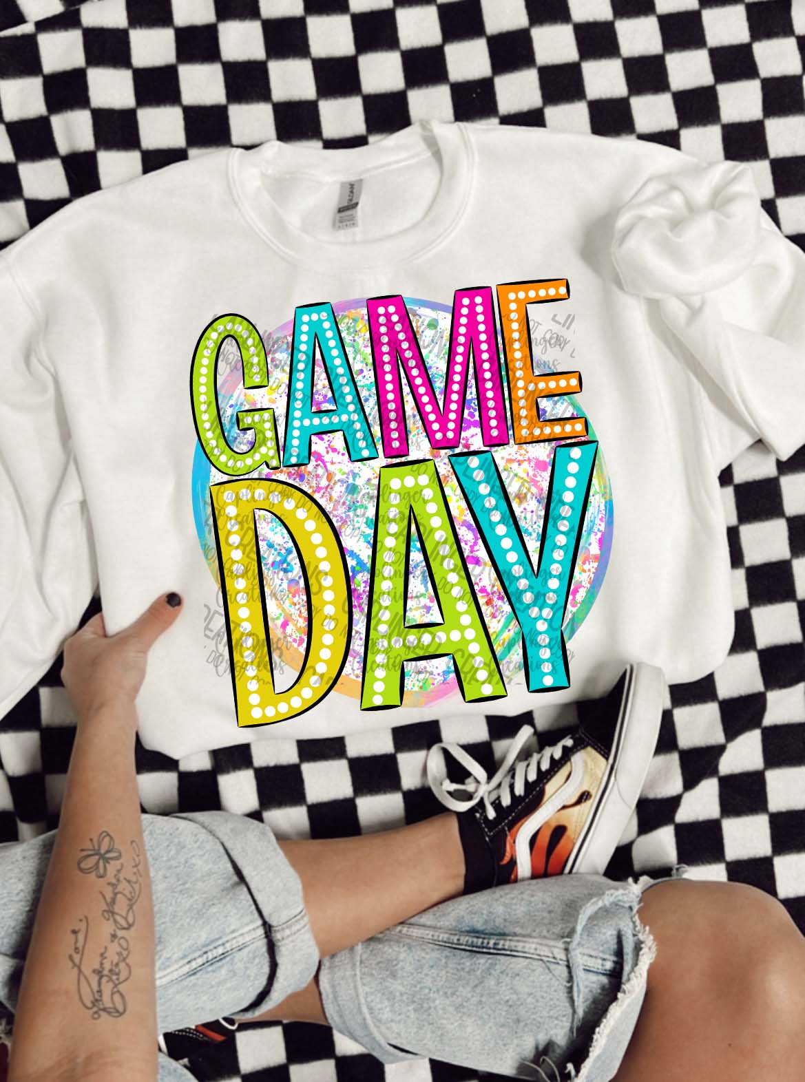 GAME DAY Neon background and letters - Digital download 300DPI PNG FILE