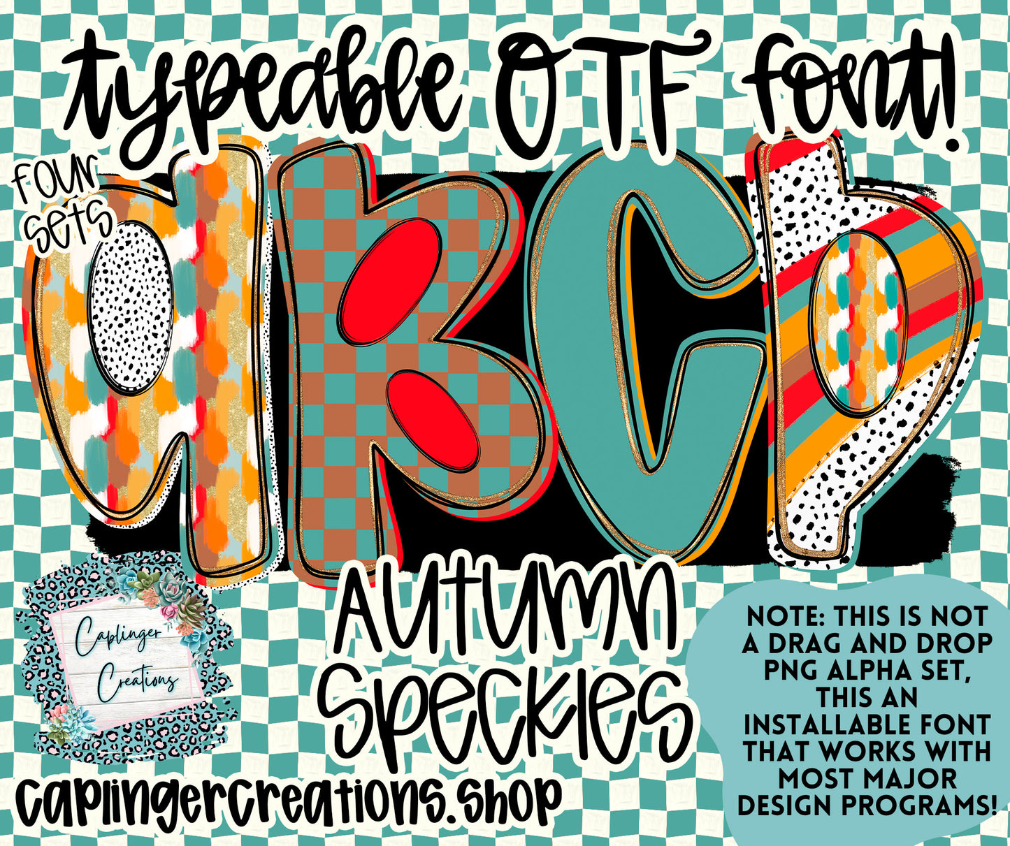 Autumn Speckles - TYPEABLE OTF FONT + PNGS - Digital download