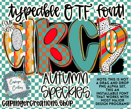 Autumn Speckles - TYPEABLE OTF FONT + PNGS - Digital download