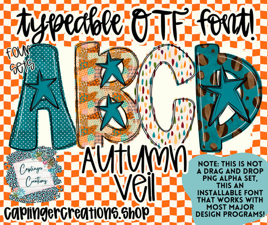 Autumn Veil  - TYPEABLE OTF FONT + PNGS - Digital download