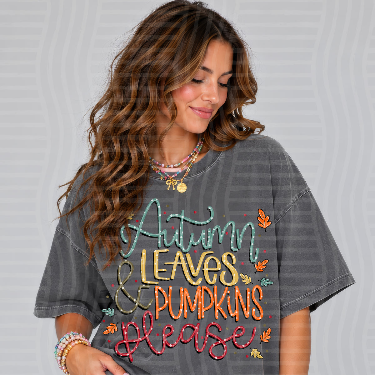 Autumn leaves pumpkins please - 300 DPI digital download