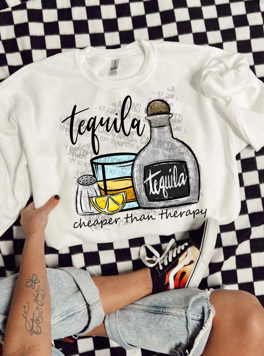 Tequila cheaper than therapy - Digital download 300DPI PNG FILE