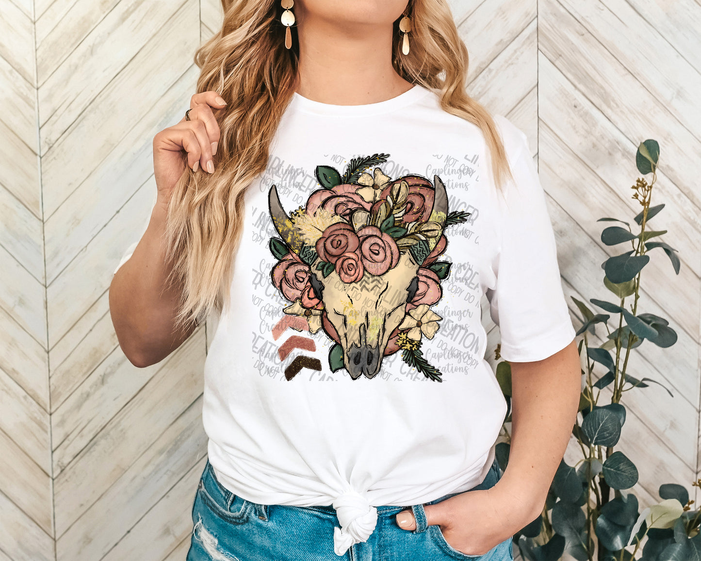 Boho Floral Skull - Digital download 300DPI PNG FILE