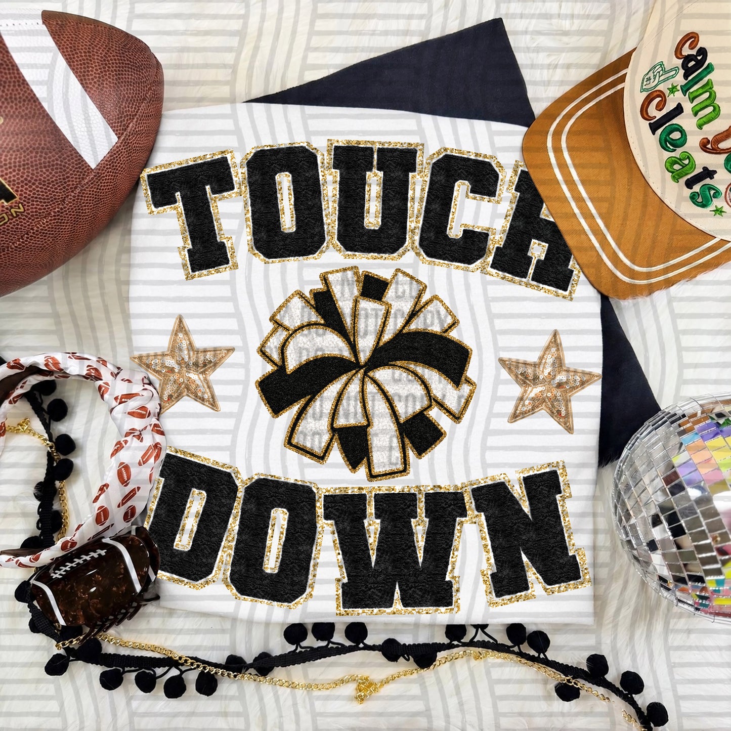 TOUCHDOWN FAUX CHENILLE CHEER 2609-0003- Digital Download 300 DPI PNG FILE