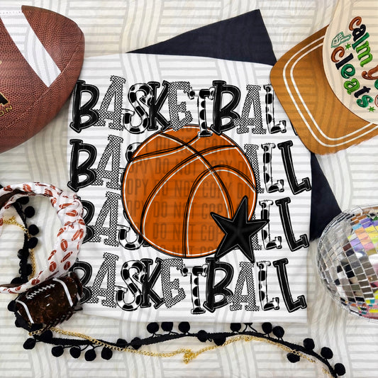 QUAD Stacked BASKETBALL color 2609-0009 - Color Dropdown Digital Download 300 DPI PNG FILE