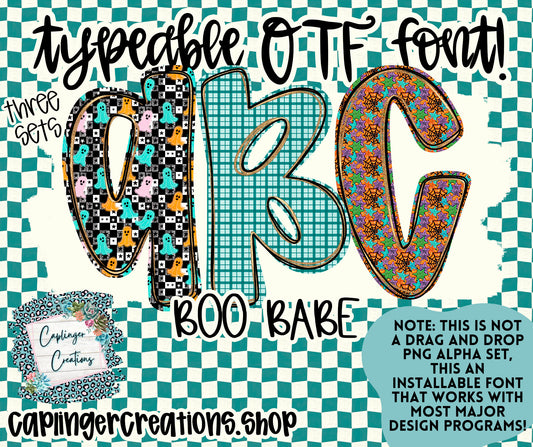 BOO BABE - TYPEABLE OTF FONT + PNGS - Digital download