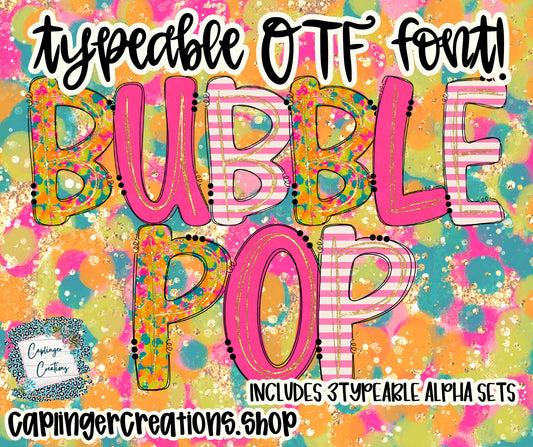 BUBBLE POP 3 sets TYPEABLE OTF FONT + PNGS - Digital download