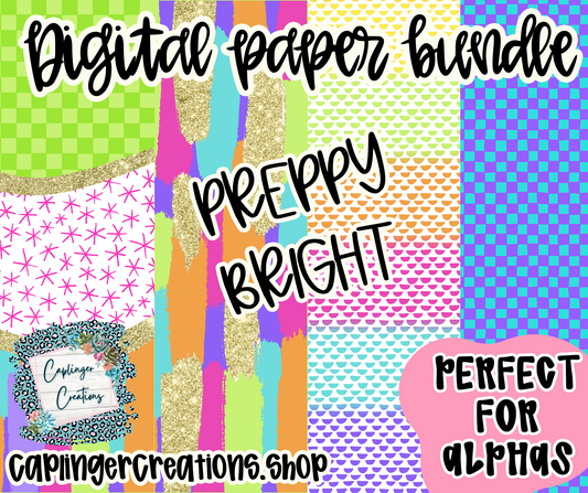 Digital Paper bundle Preppy Bright 1- Digital download 300DPI PNG FILE