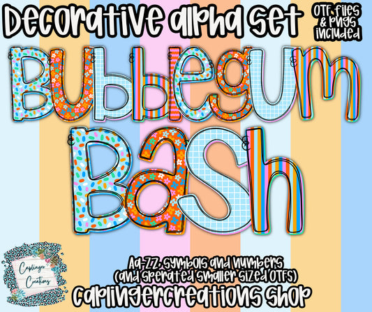 Bubblegum Bash - OTF & Drag and Drop PNGS- commercial use included - Digital download