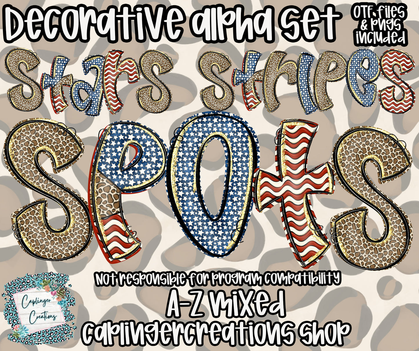 Stars, Stripes & Spots- OTF & Drag and Drop PNGS- commercial use included - Digital download