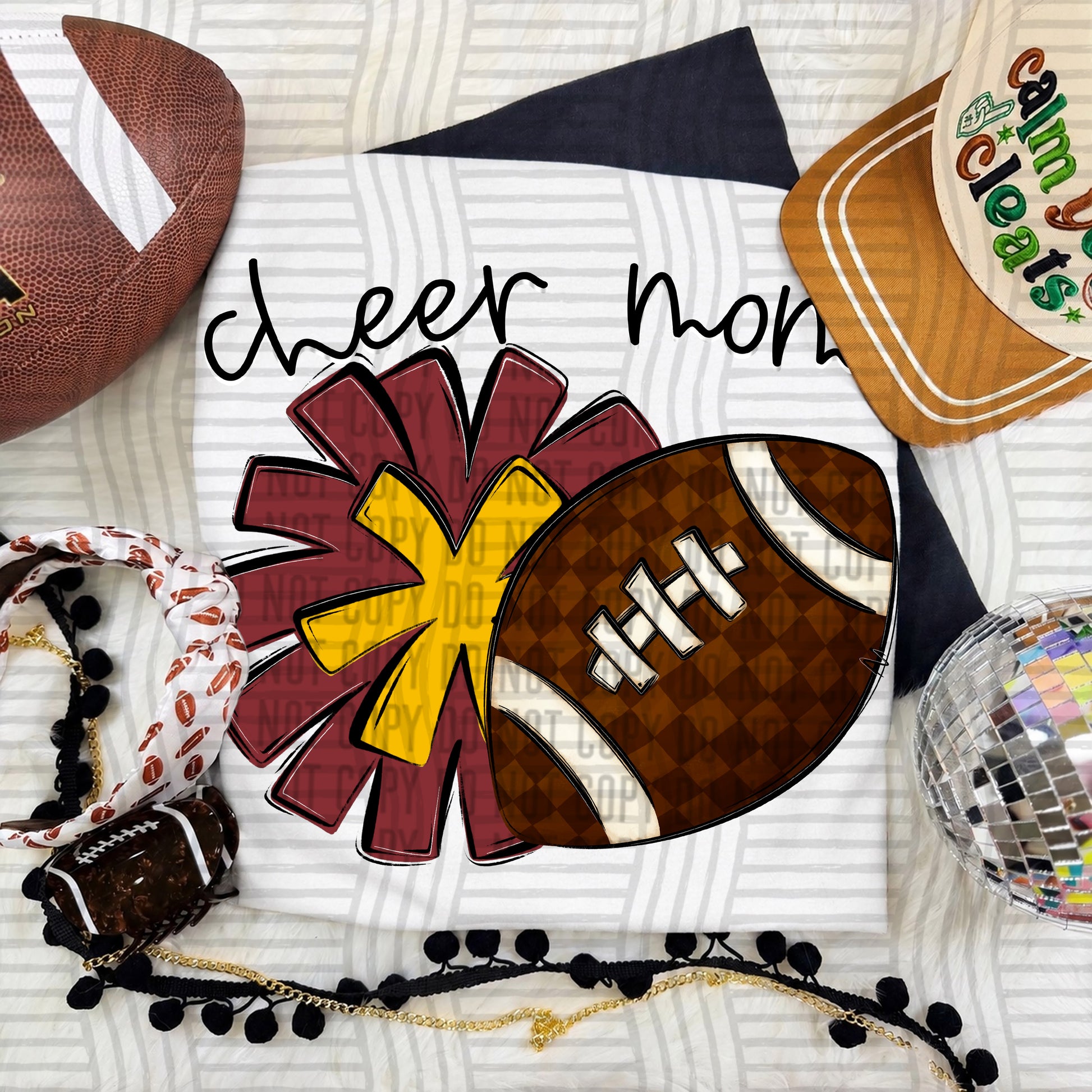 Cheer Mom PNG design in Crimson-Yellow Gold