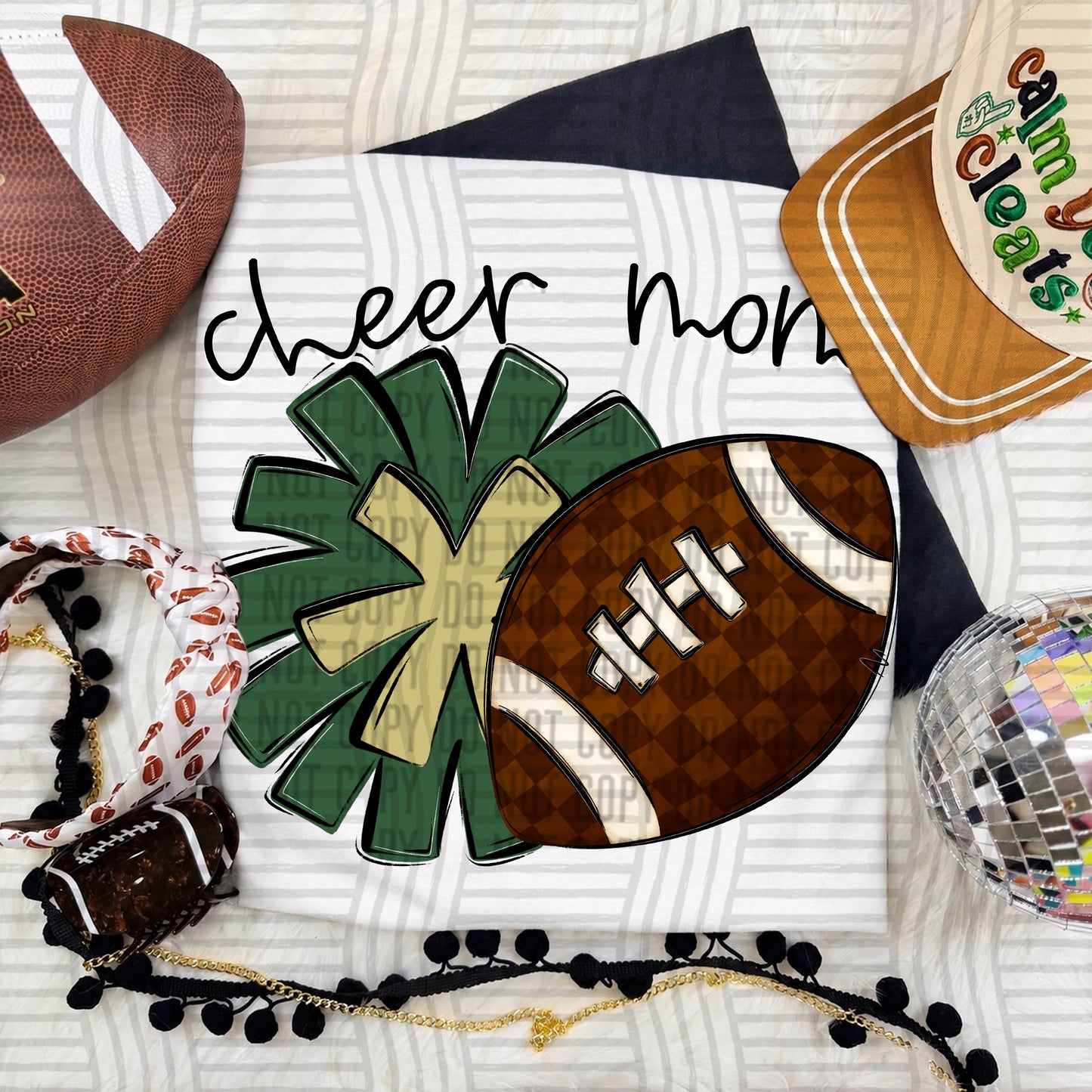 Cheer Mom PNG design in Hunter-Lt Gold
