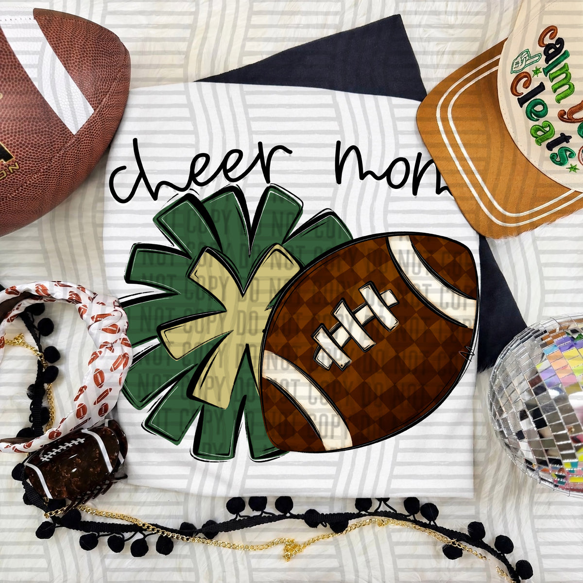 Cheer Mom PNG design in Hunter-Lt Gold