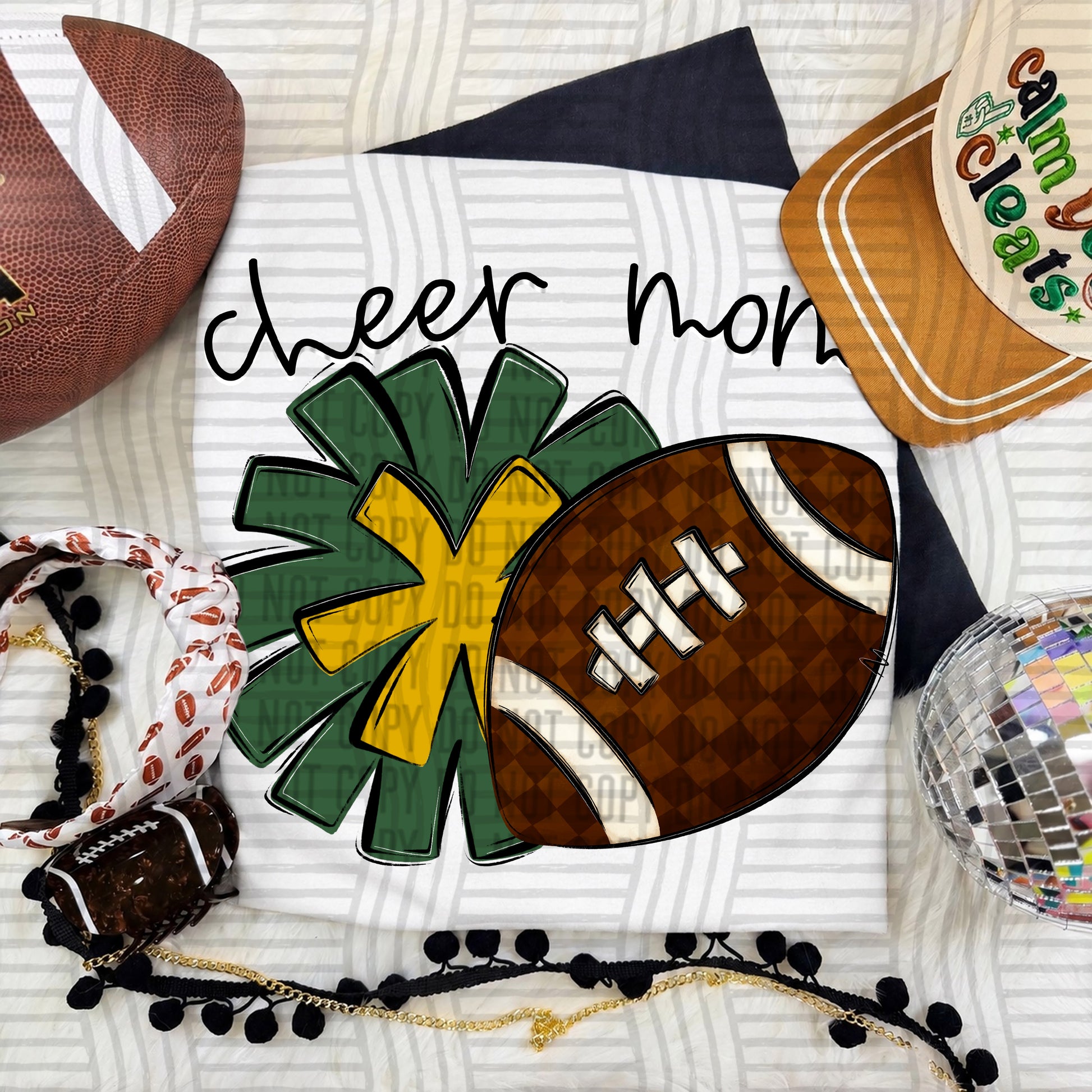 Cheer Mom PNG design in Hunter-Mustard