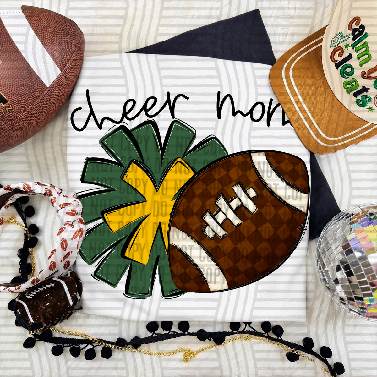 Cheer Mom PNG design in Hunter-Yellow Gold