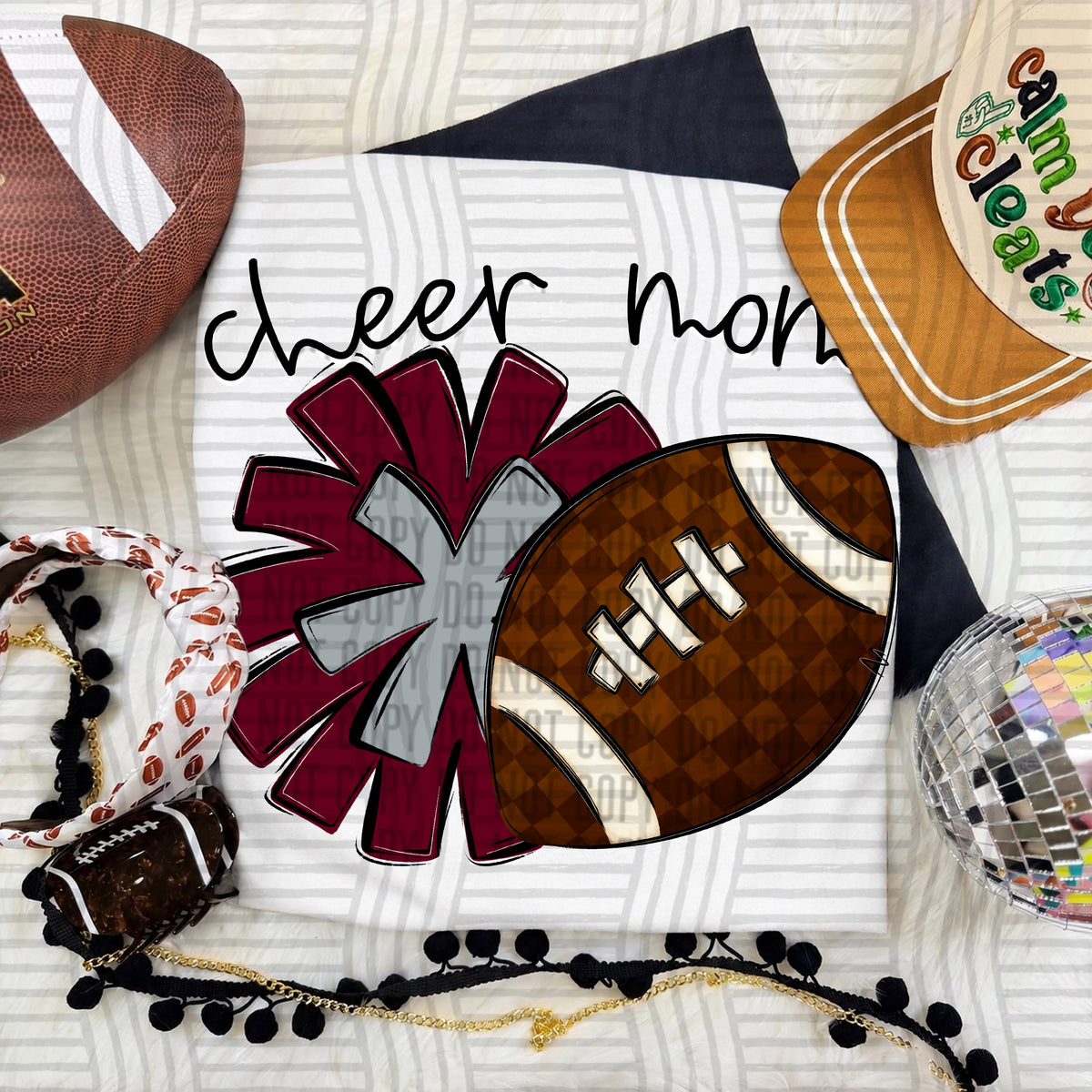 Cheer Mom PNG design in Maroon-Grey