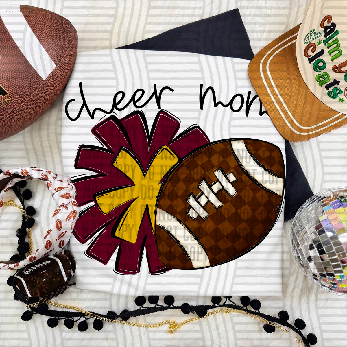 Cheer Mom PNG design in Maroon-Mustard