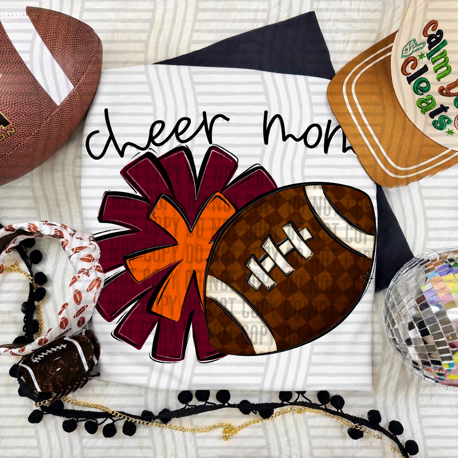 Cheer Mom PNG design in Maroon-Orange