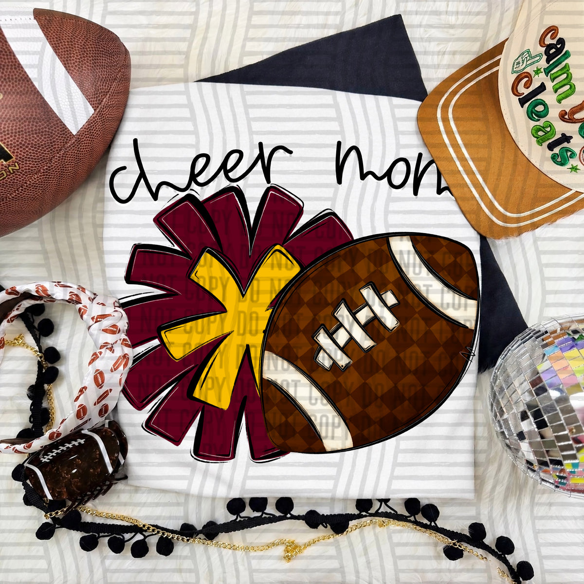 Cheer Mom PNG design in Maroon-Yellow Gold
