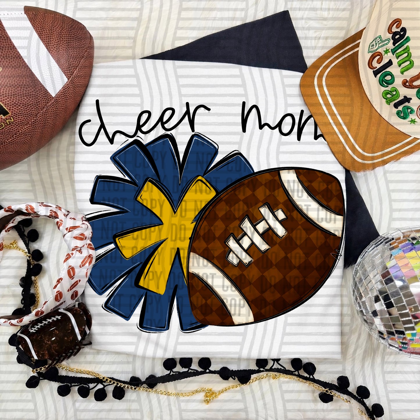 Cheer Mom PNG design in Navy-Mustard