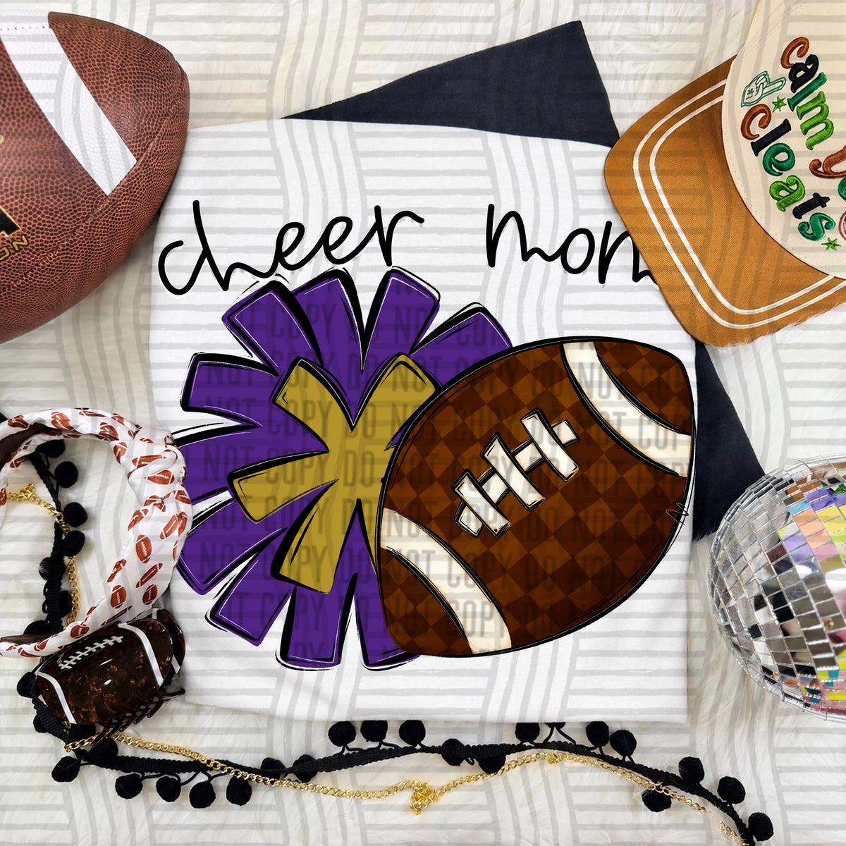 Cheer Mom PNG design in Purple-Gold