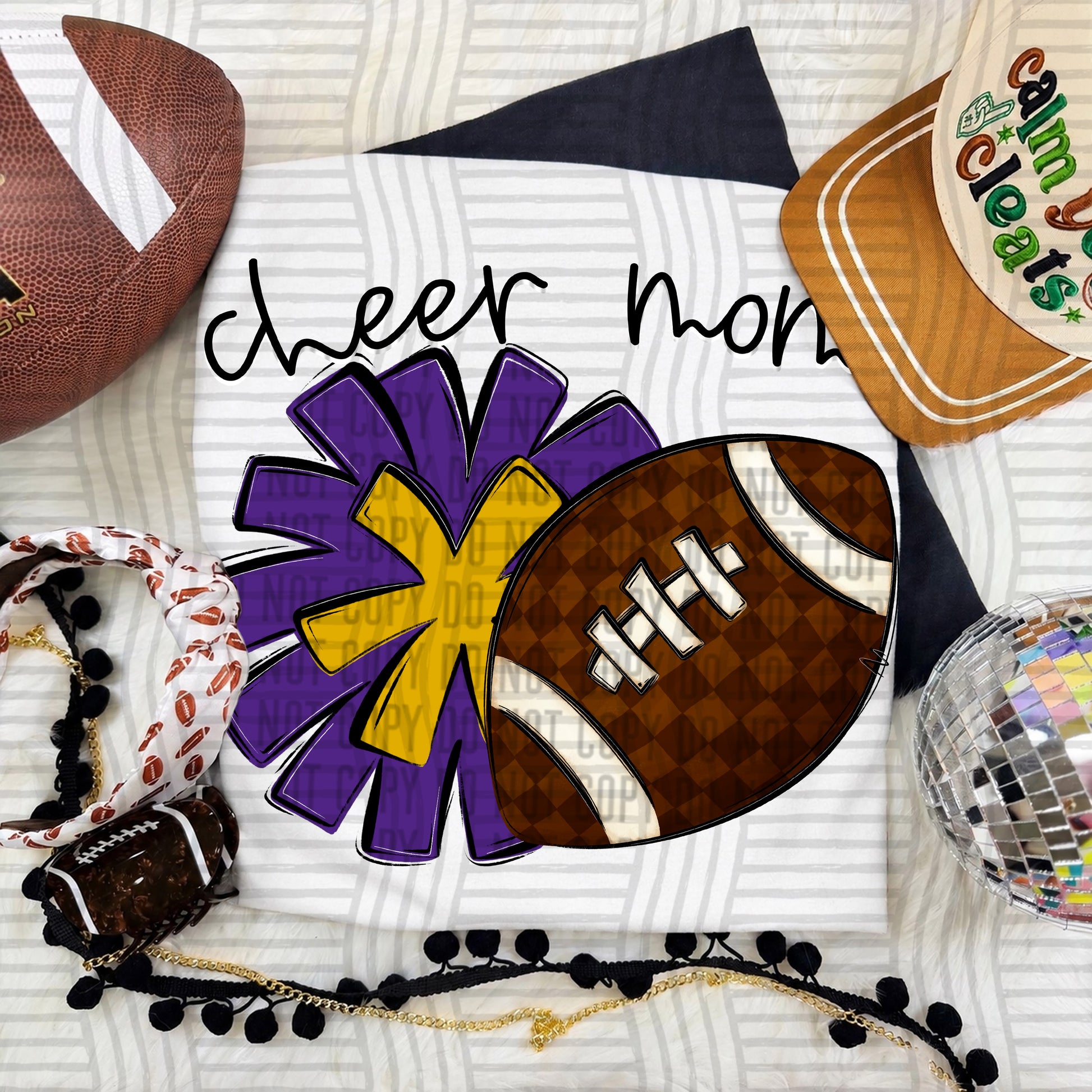 Cheer Mom PNG design in Purple-Mustard