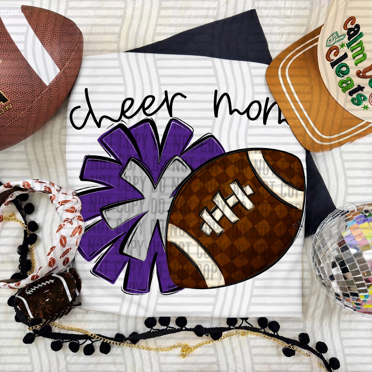 Cheer Mom PNG design in Purple-Silver