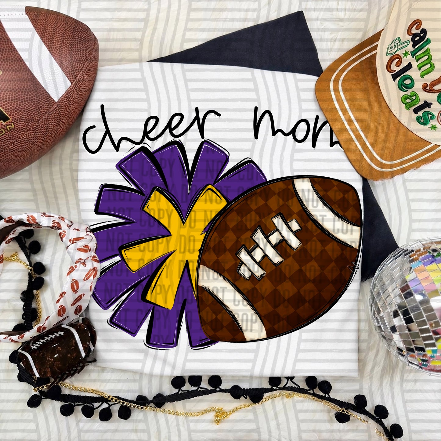 Cheer Mom PNG design in Purple-Yellow Gold