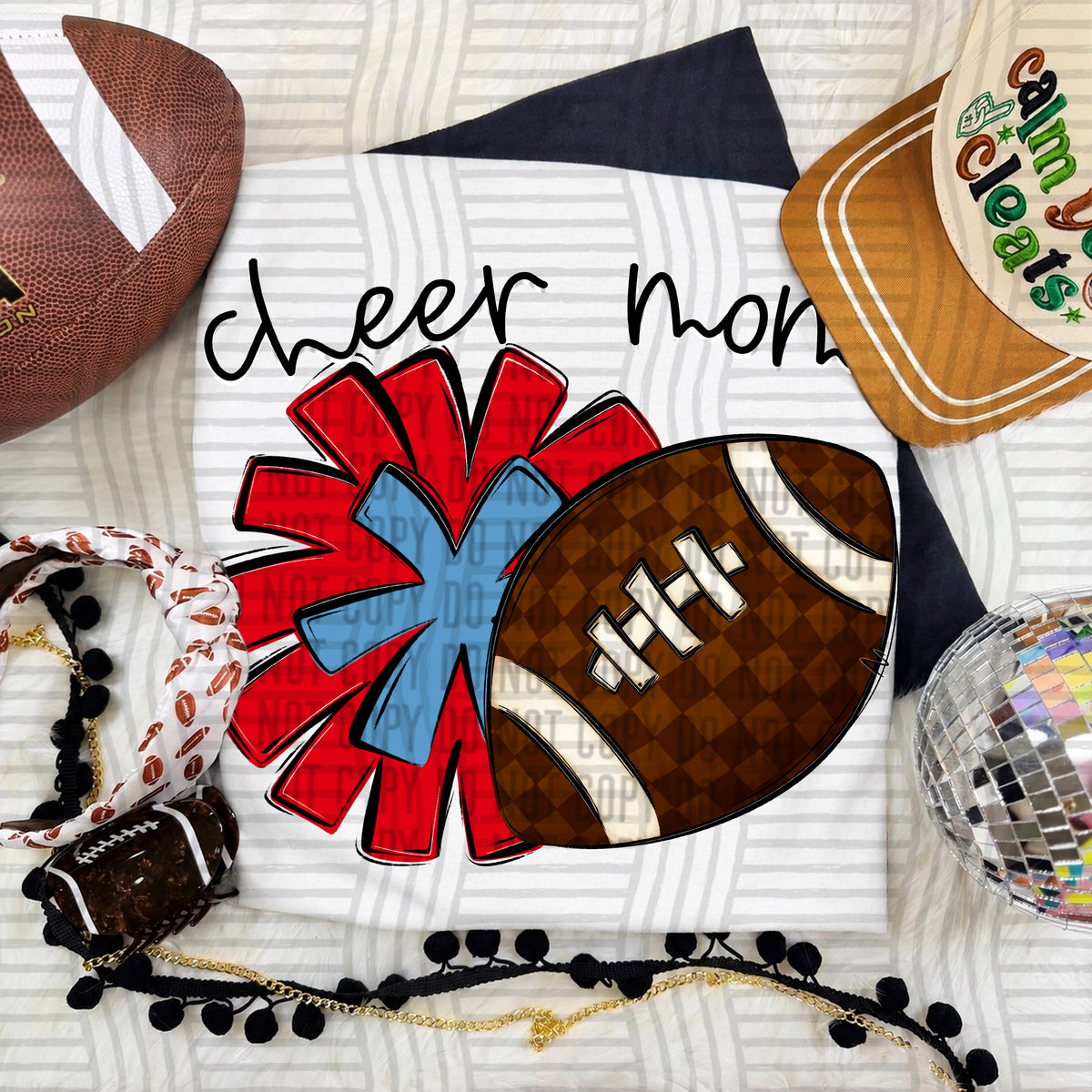 Cheer Mom PNG design in Red-Col Blue