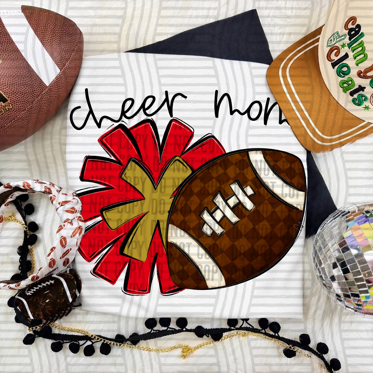 Cheer Mom PNG design in Red-Gold