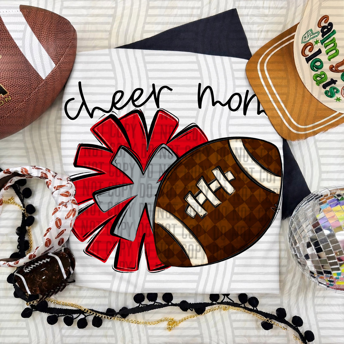 Cheer Mom PNG design in Red-Grey