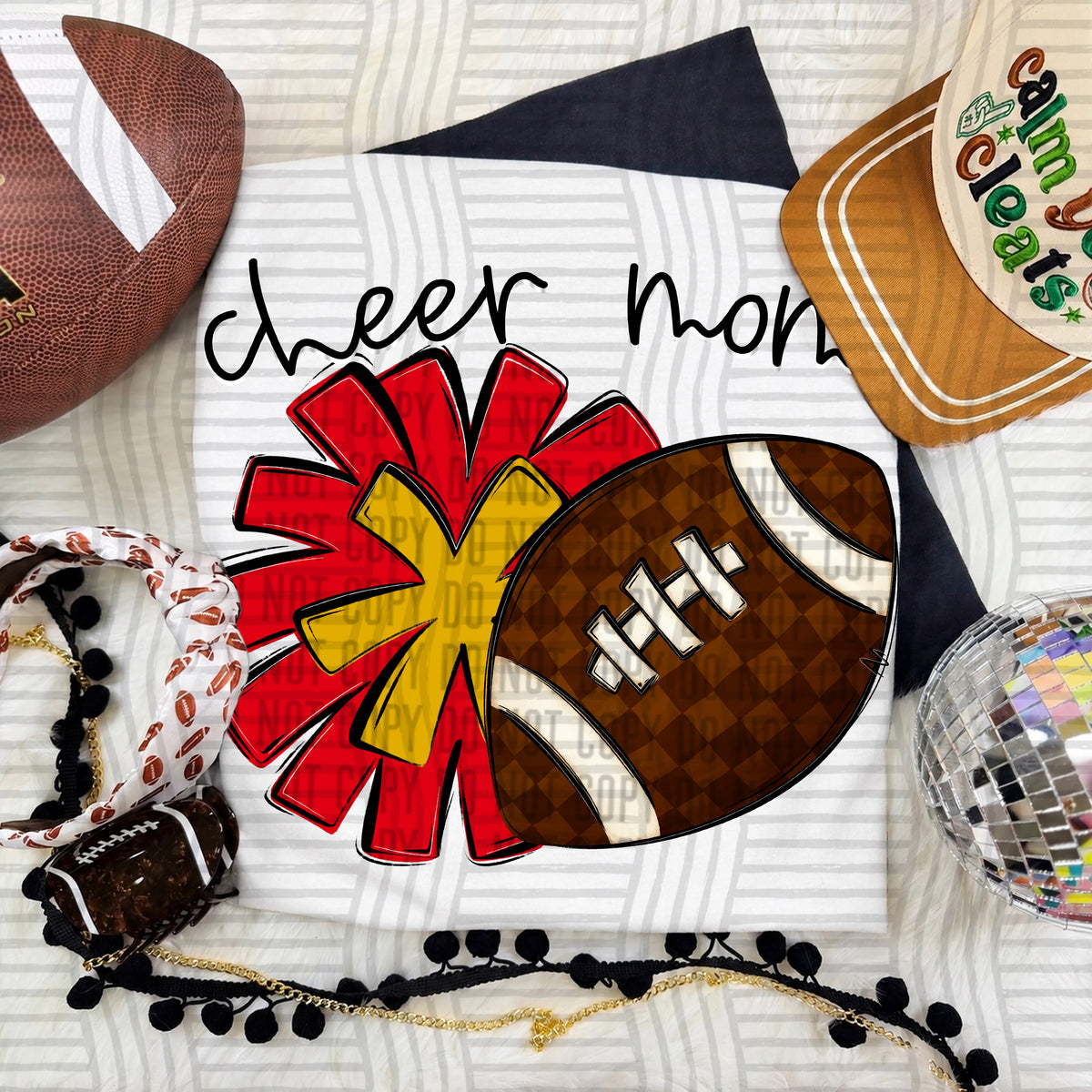 Cheer Mom PNG design in Red-Mustard