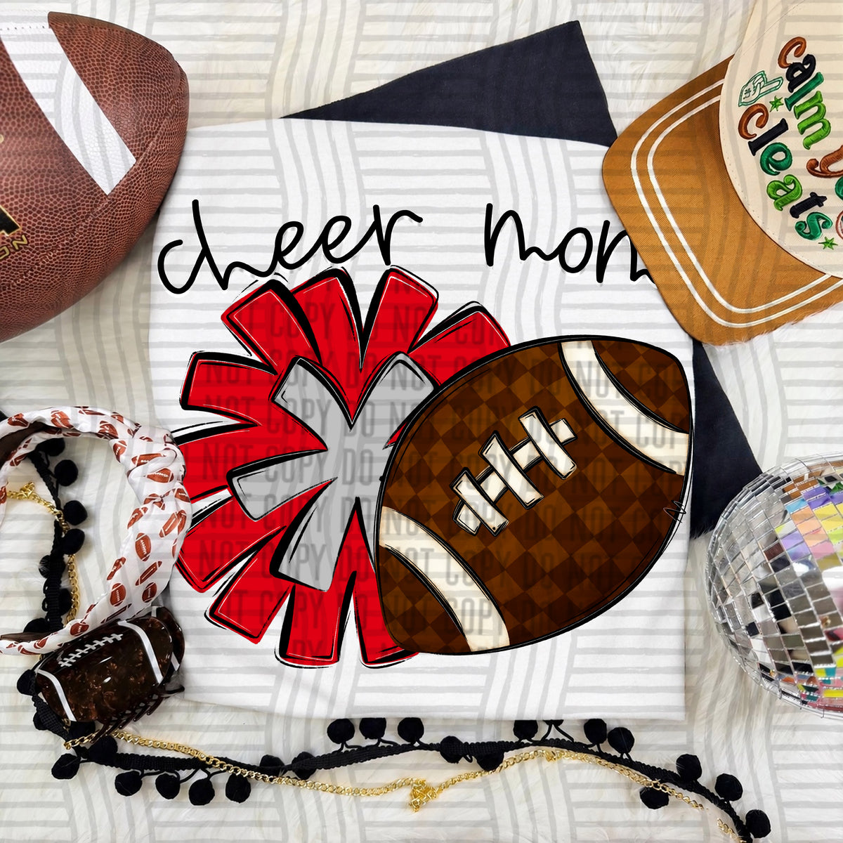 Cheer Mom PNG design in Red-Silver