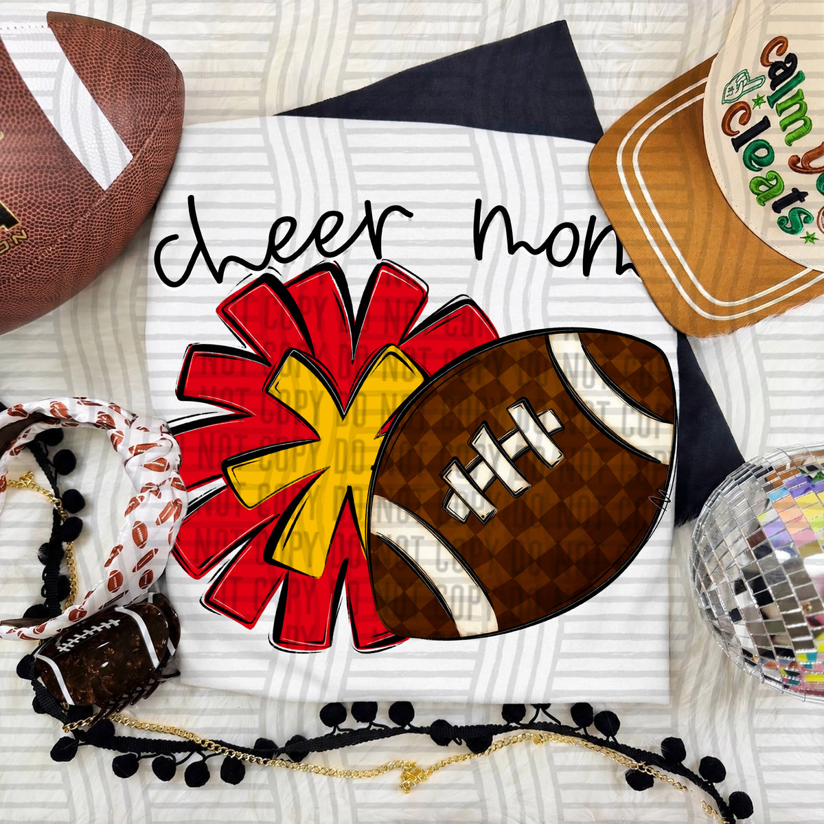 Cheer Mom PNG design in Red-Yellow Gold
