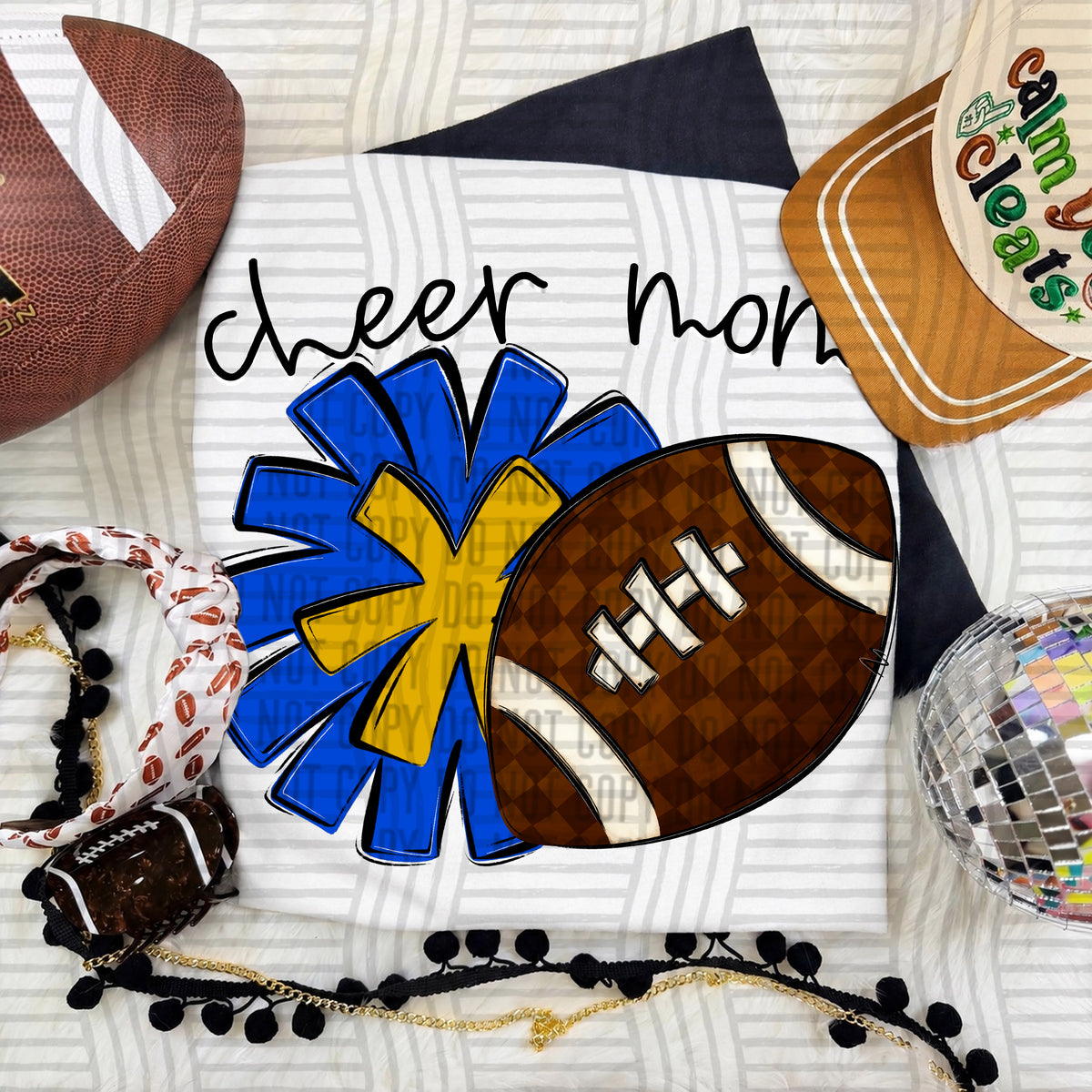Cheer Mom PNG design in Royal-Mustard