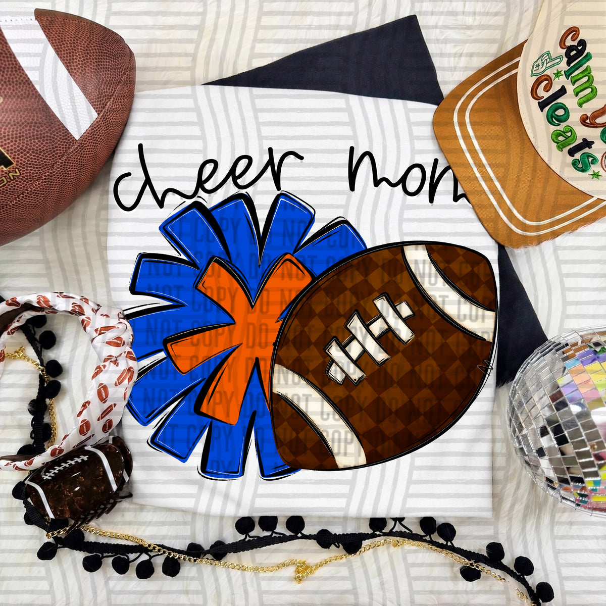 Cheer Mom PNG design in Royal-Orange