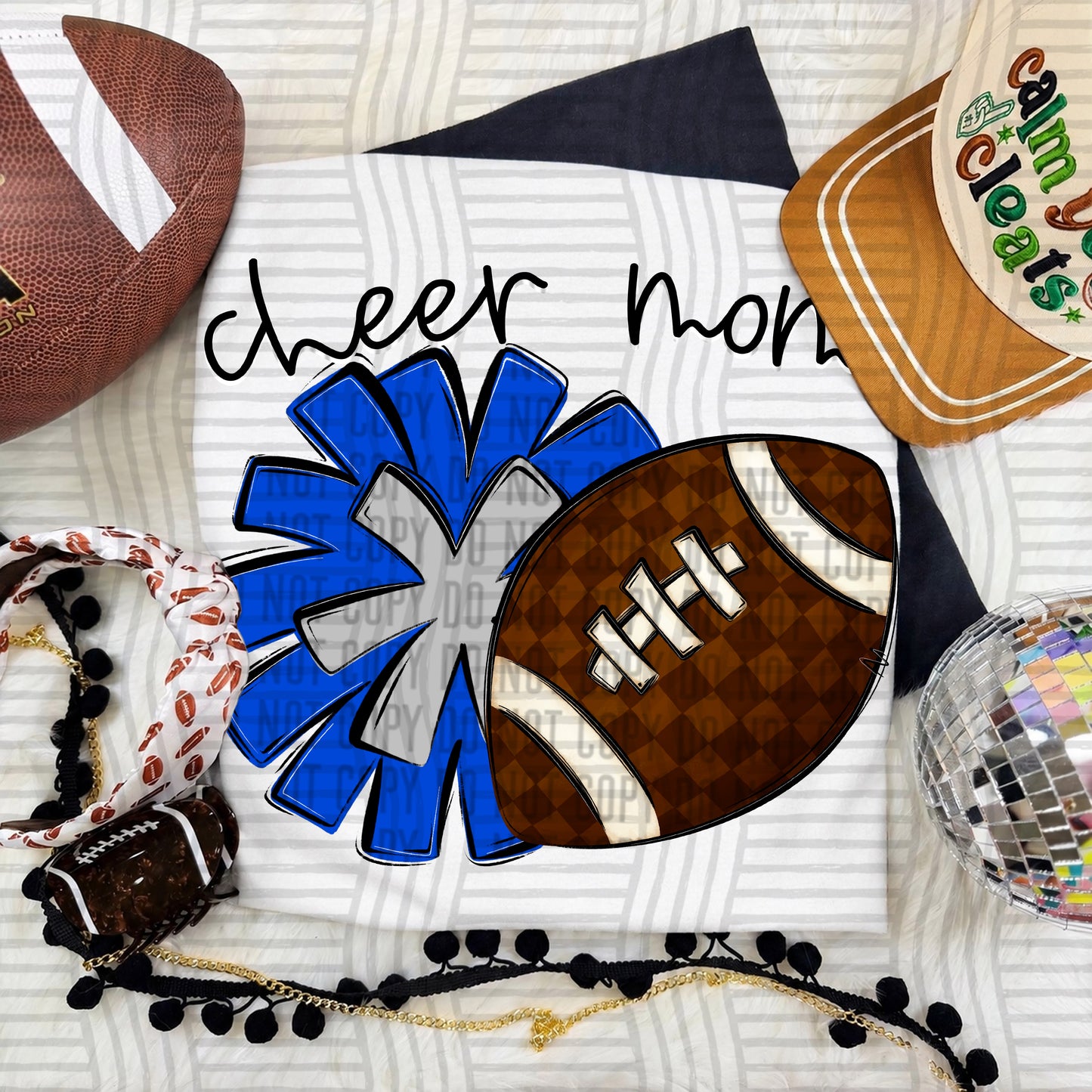 Cheer Mom PNG design in Royal-Silver